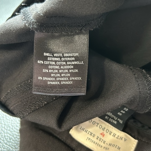 Anthropologie Pant The Essential High Rise Skinny Split Front Black Stretch Sz 2 - Picture 9 of 14